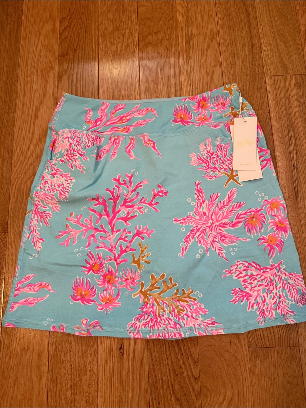 🌸🌸NWT Lilly Pulitzer Turquoise and Hot Pink Coral Print Skirt - Picture 3 of 6